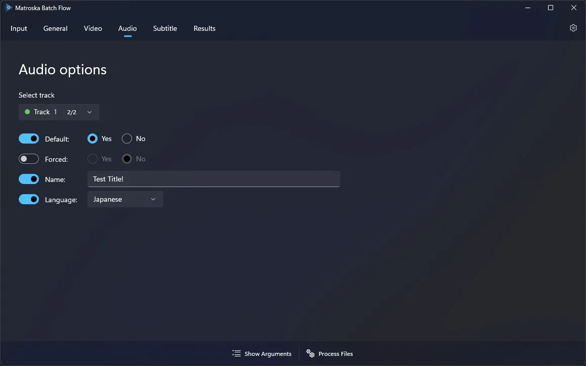 Track Configuration: Edit track properties
