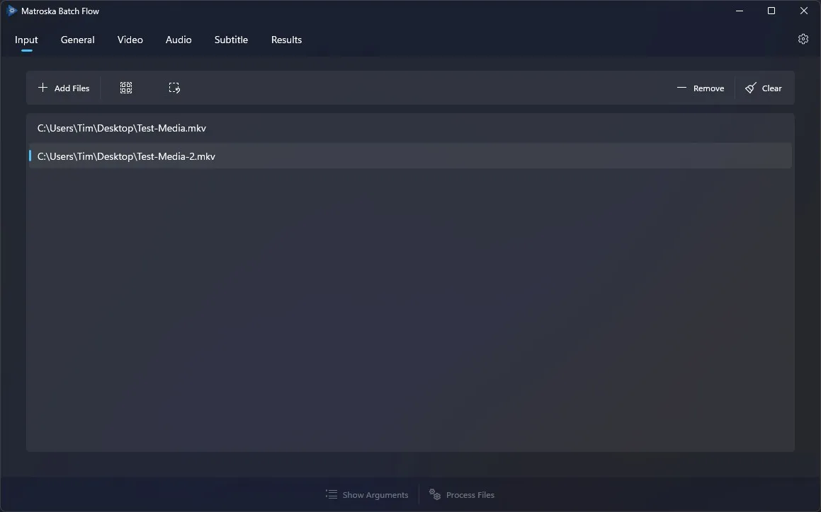 Input Page: Add files for batch processing