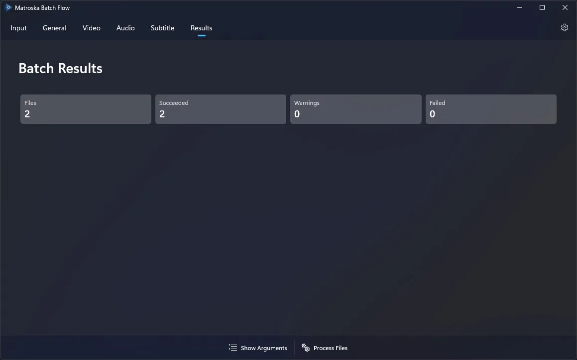 Results Page: Review processing results